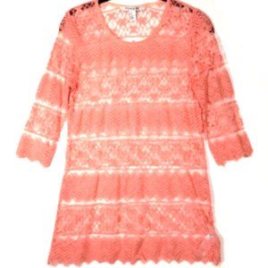 *3/$15* Forever 21 Pink/Peach Lace Sheer Top